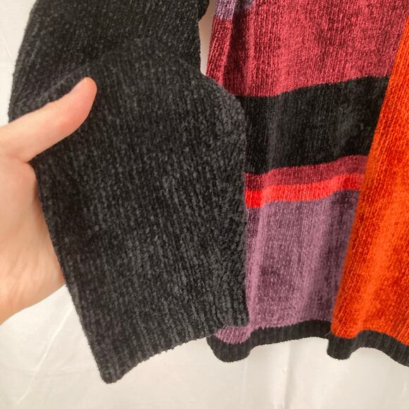 VTG 90s Womens M FLAW Orange Black Geometric Argyle Sweater Cozy Abstract Funky - Picture 6 of 12